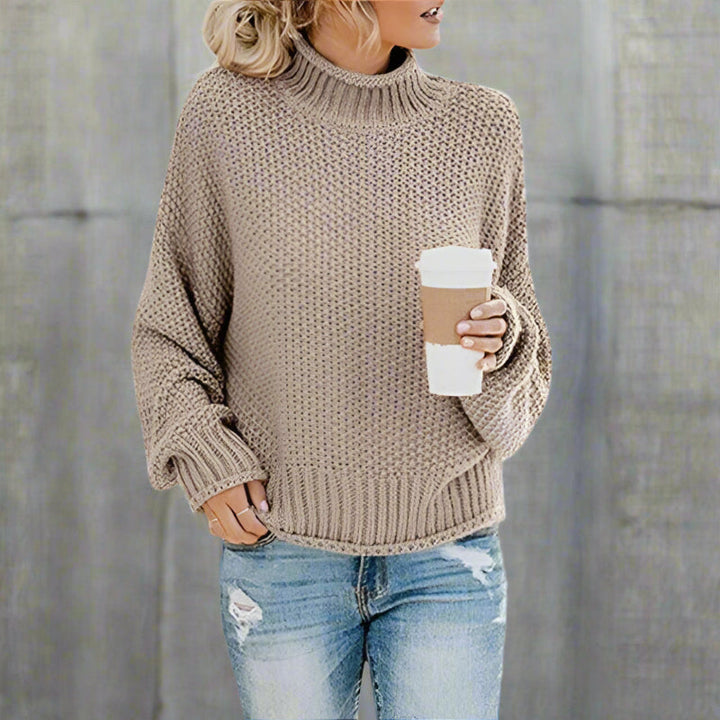 Women’s Knit Pullover Jumper with Turtleneck and Full Sleeves