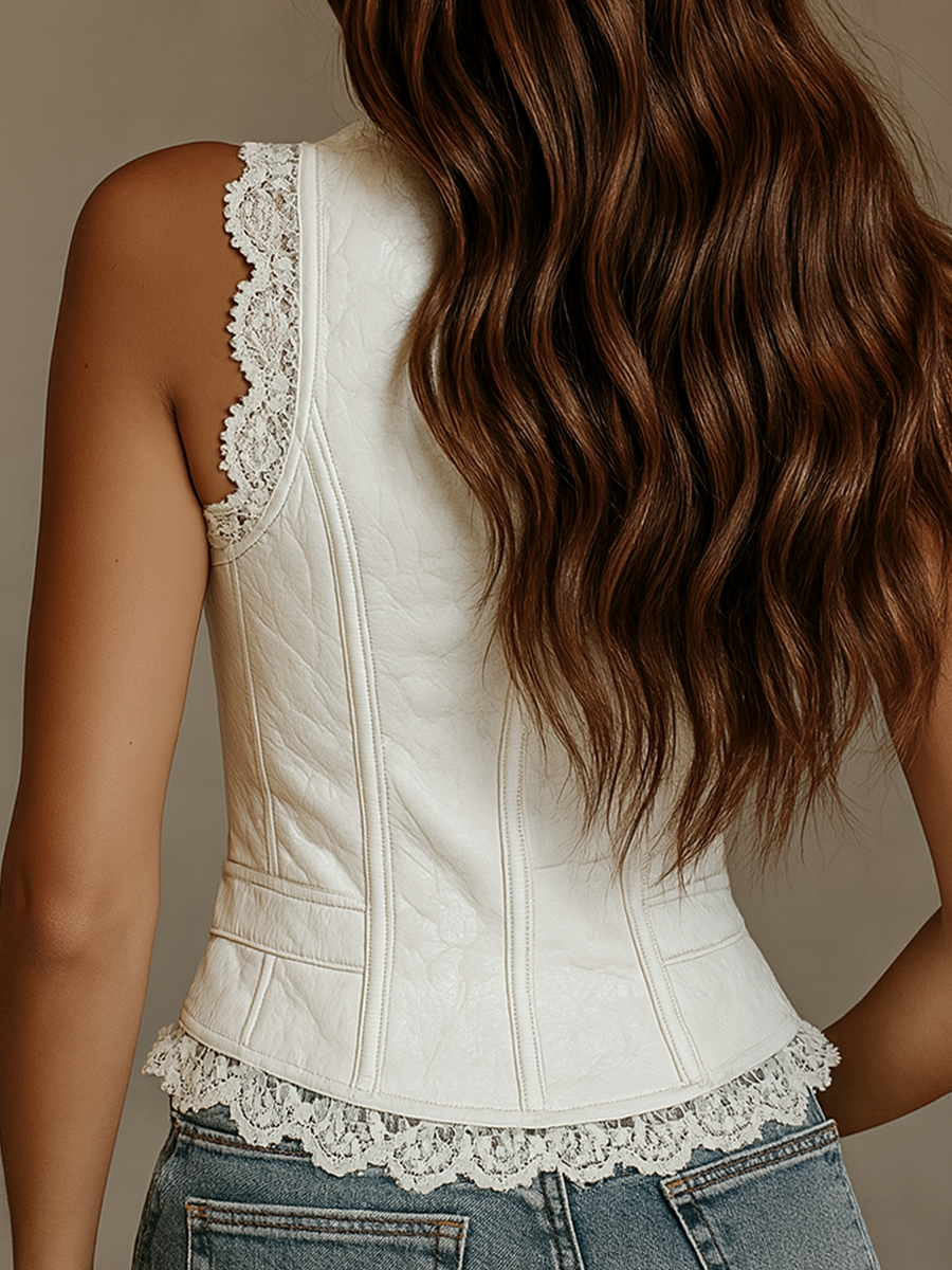 Women’s Lace Vest with Button Closure