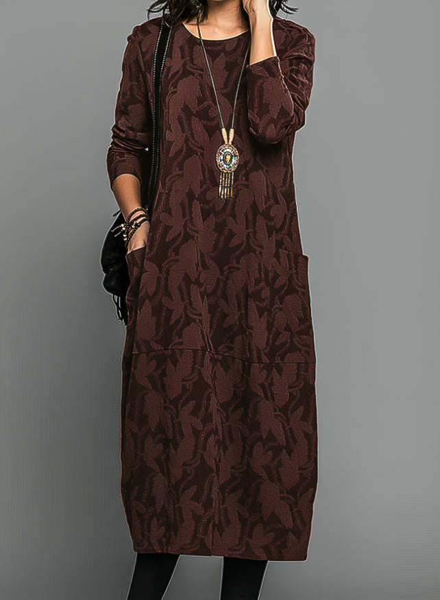 Women’s Long Sleeve Maxi Dress with Flowing Cut