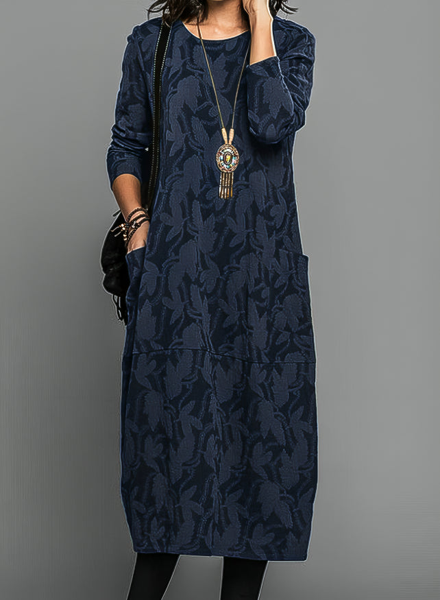 Women’s Long Sleeve Maxi Dress with Flowing Cut