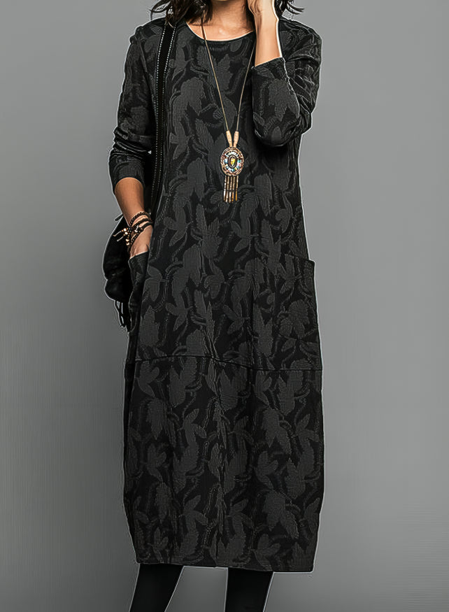 Women’s Long Sleeve Maxi Dress with Flowing Cut