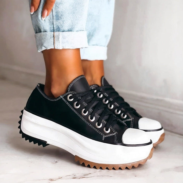 Women’s Platform Sneakers with Canvas Upper and EVA Cushioning