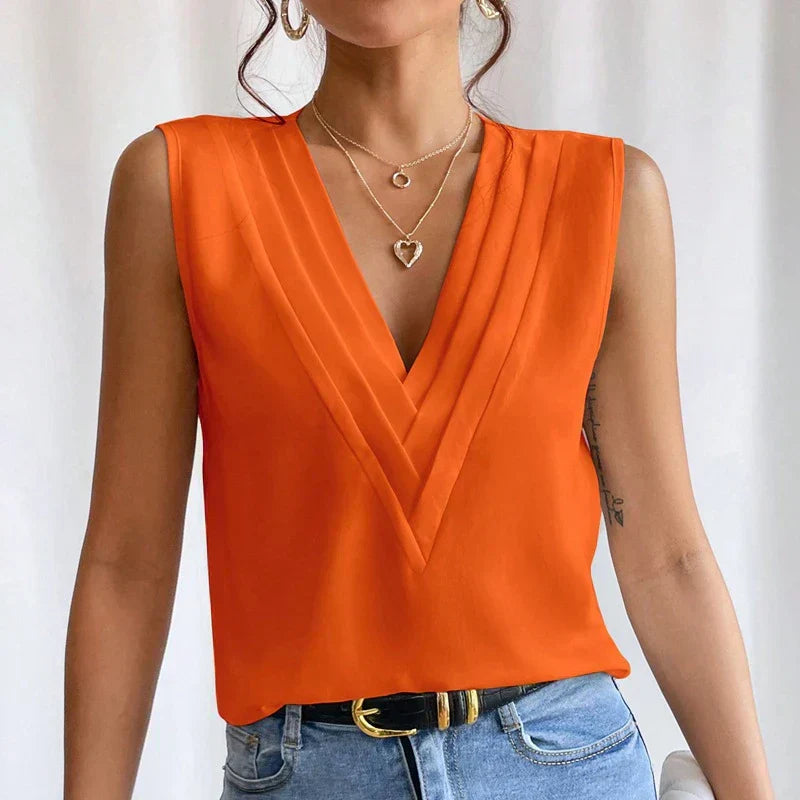 Women’s Sleeveless Top with Button Closure