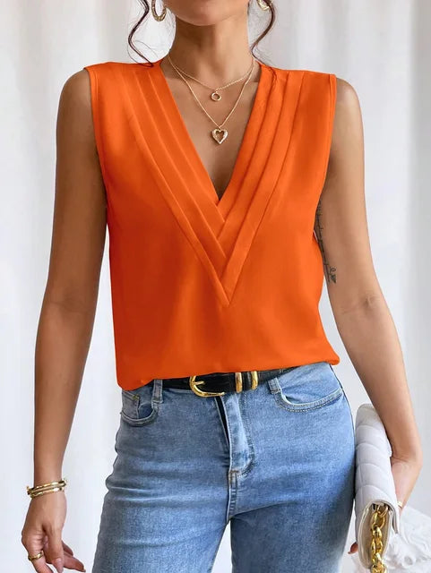 Women’s Sleeveless Top with Button Closure