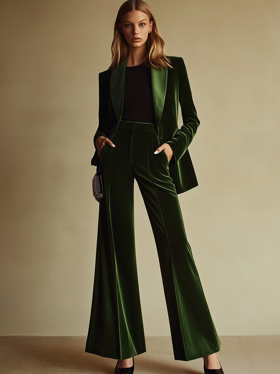 Womens Suit with Flared Pants and Pockets