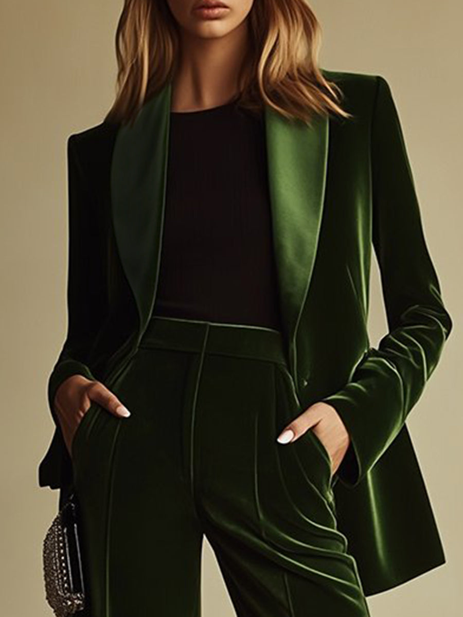 Womens Suit with Flared Pants and Pockets