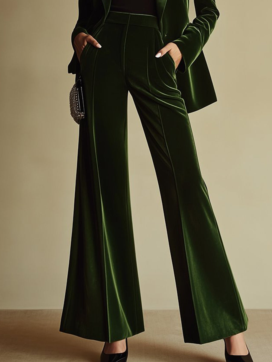 Womens Suit with Flared Pants and Pockets
