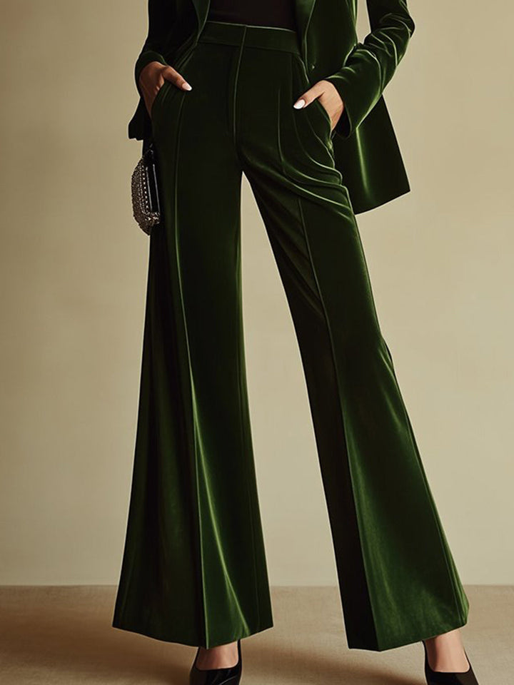 Womens Suit with Flared Pants and Pockets