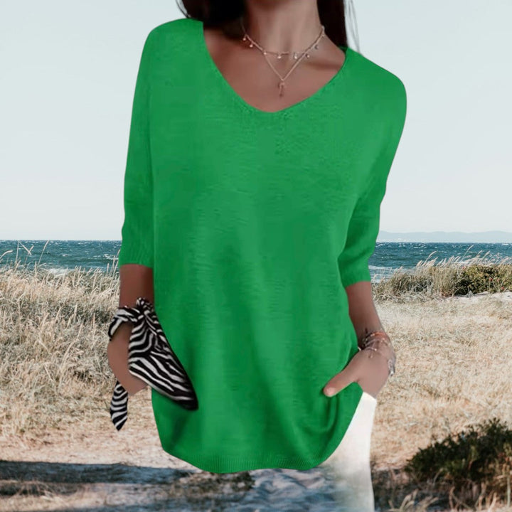 Women’s Summer Blouse with V-Neck and Relaxed Fit
