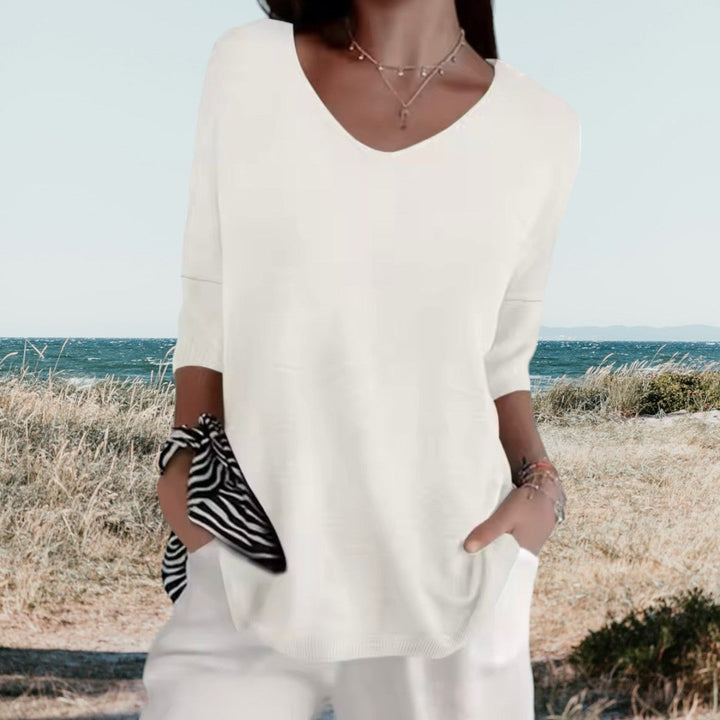 Women’s Summer Blouse with V-Neck and Relaxed Fit