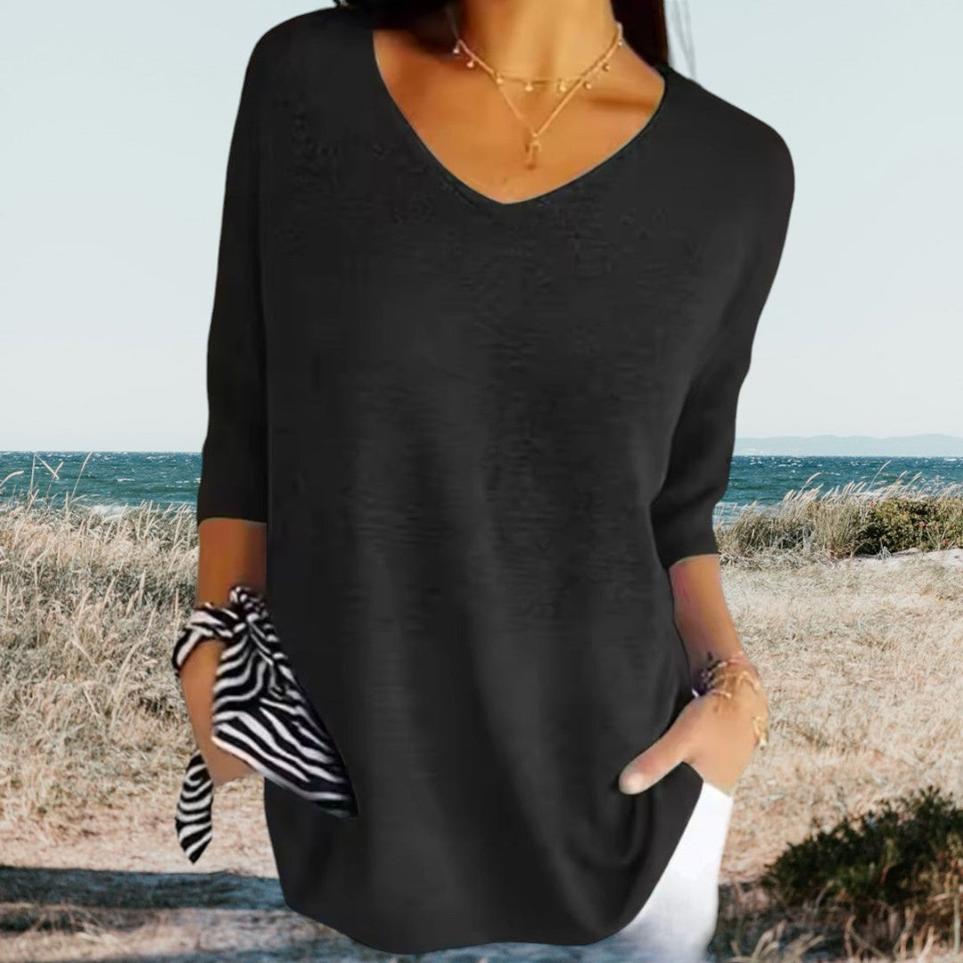 Women’s Summer Blouse with V-Neck and Relaxed Fit