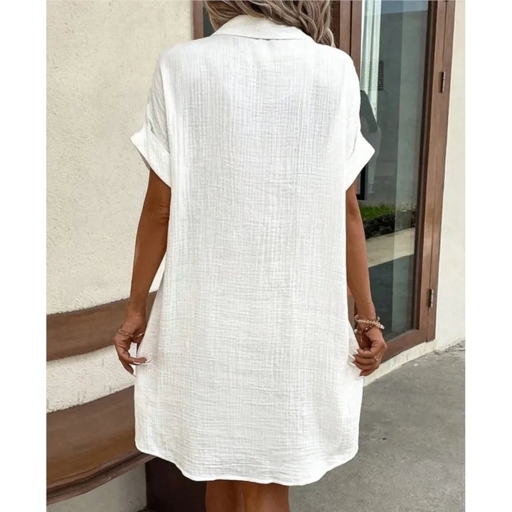 Women’s Summer Mini Dress with Collar and Short Sleeves