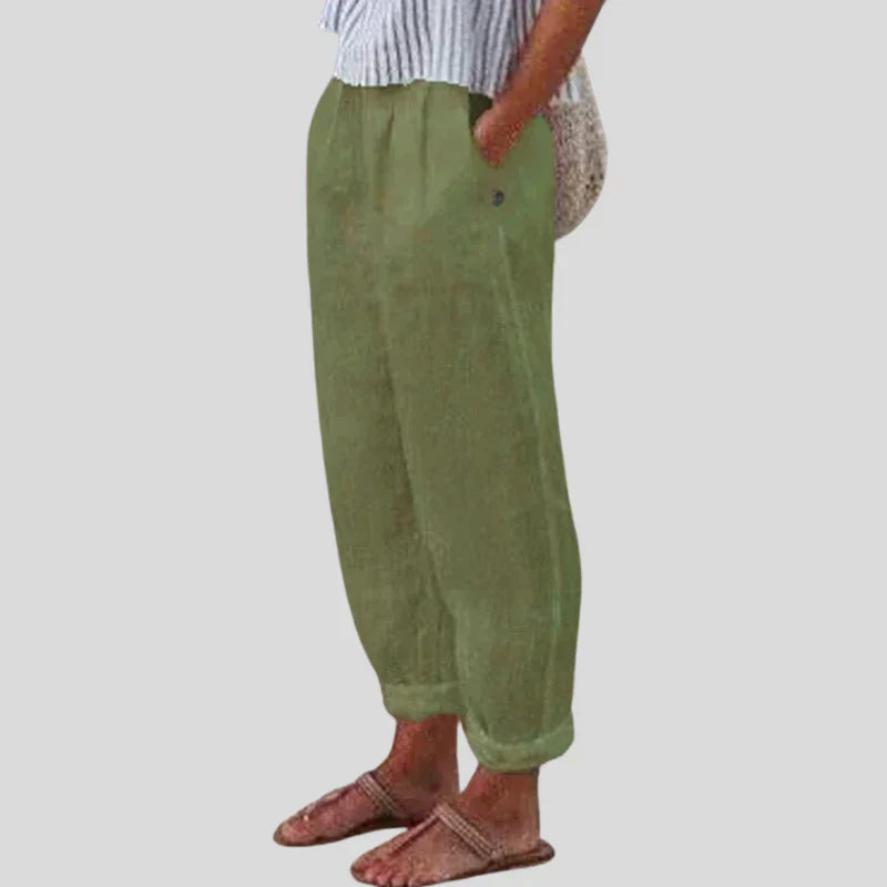 Women’s Trousers with Side Pockets and Button Closure