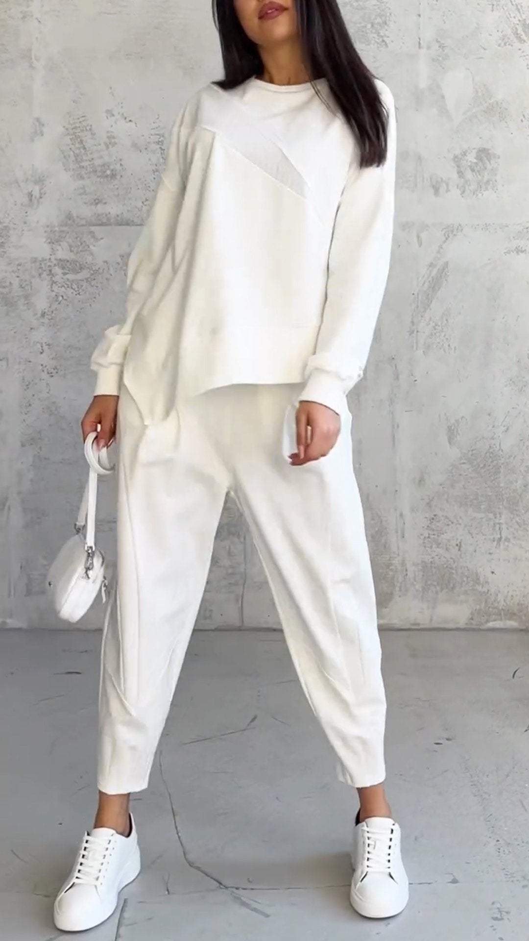 Women’s Two‑Piece Set with Round Neck and Long Sleeves