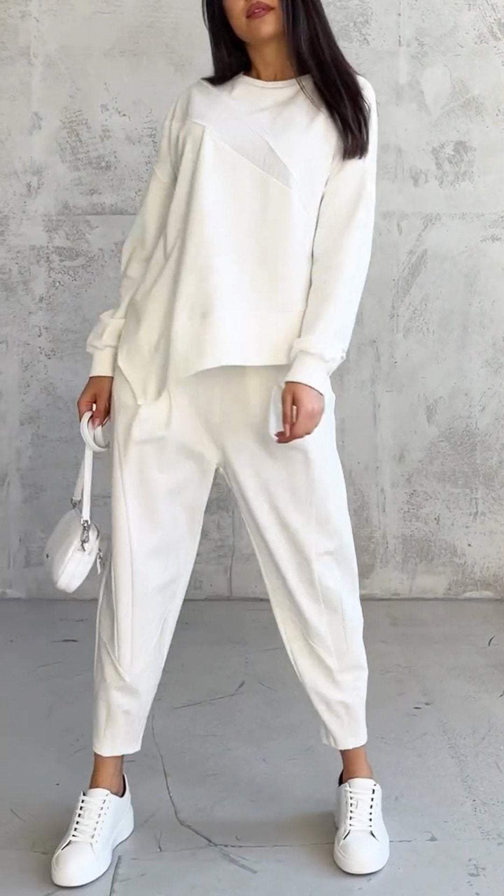 Women’s Two‑Piece Set with Round Neck and Long Sleeves