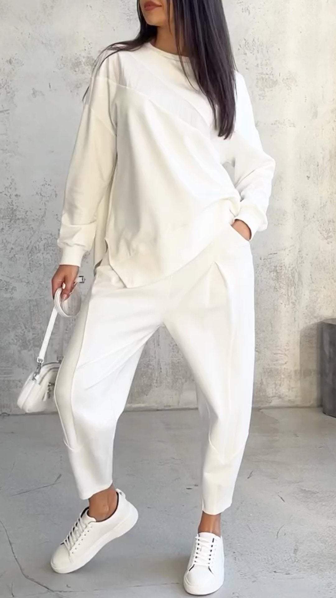 Women’s Two‑Piece Set with Round Neck and Long Sleeves