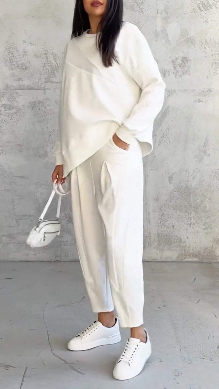 Women’s Two‑Piece Set with Round Neck and Long Sleeves