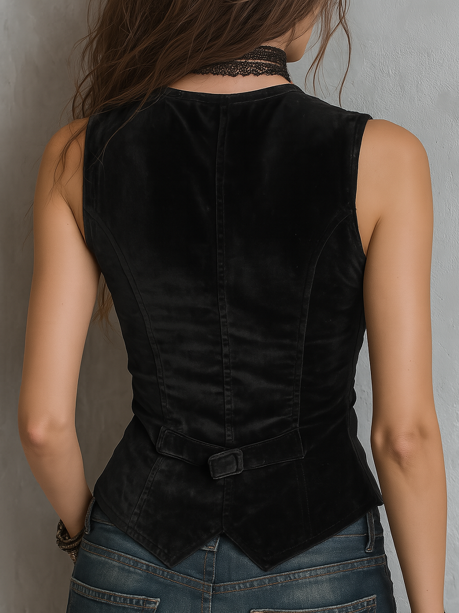 Womens Vest with Round V-Neck Design