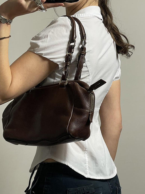 Women's Vintage V-Neck Short Sleeve Shirt with Shirt Collar and Slim Fit