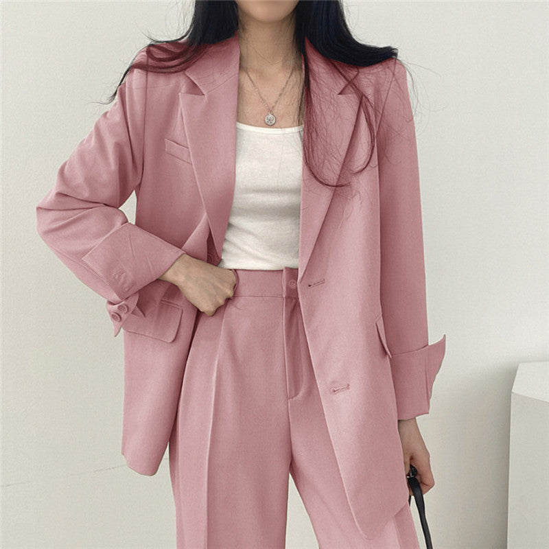 Women’s Suit Set with Tailored Blazer and Wide Leg Trousers
