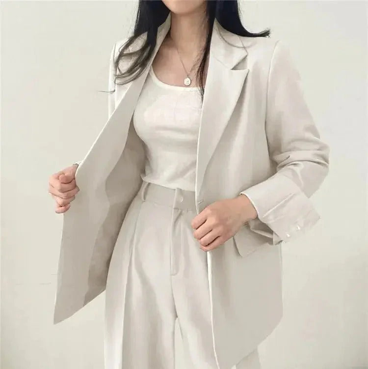 Women’s Suit Set with Tailored Blazer and Wide Leg Trousers