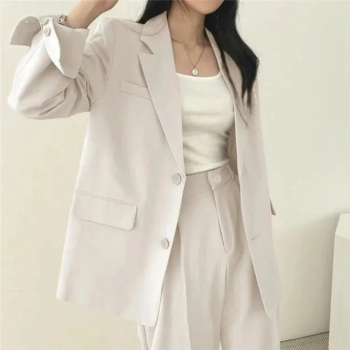 Women’s Suit Set with Tailored Blazer and Wide Leg Trousers