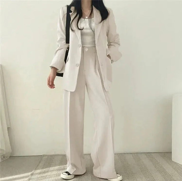 Women’s Suit Set with Tailored Blazer and Wide Leg Trousers