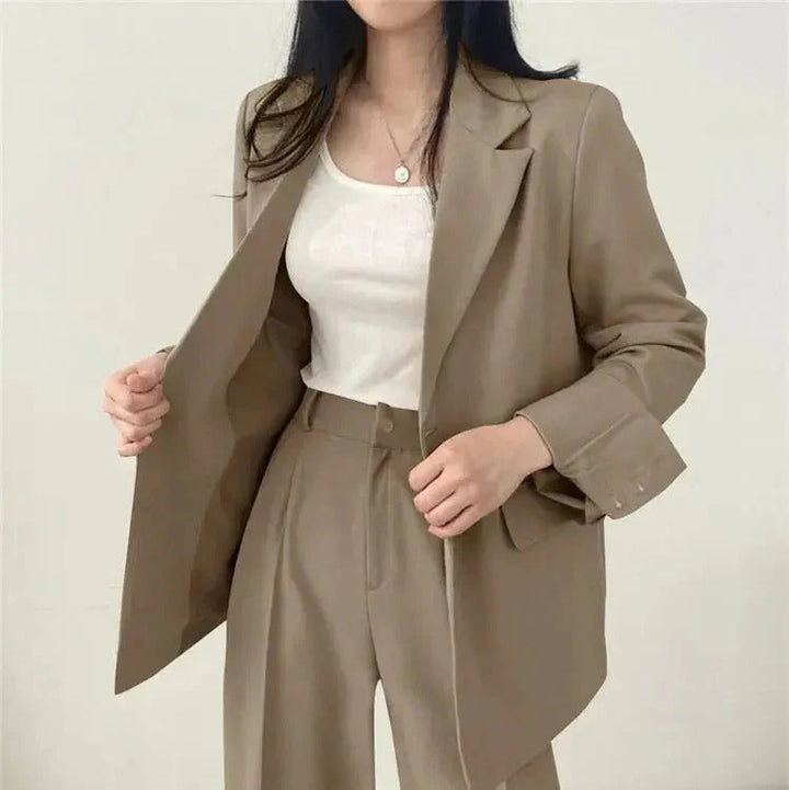 Women’s Suit Set with Tailored Blazer and Wide Leg Trousers