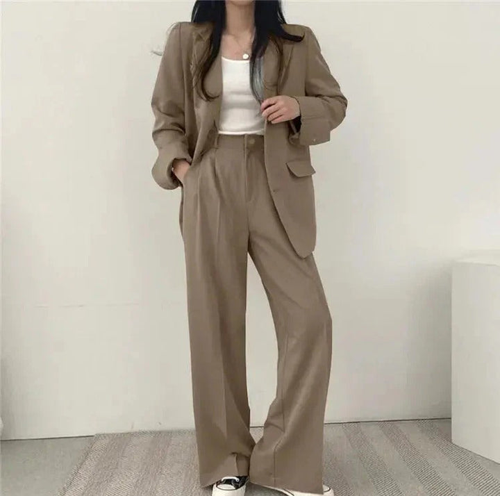 Women’s Suit Set with Tailored Blazer and Wide Leg Trousers