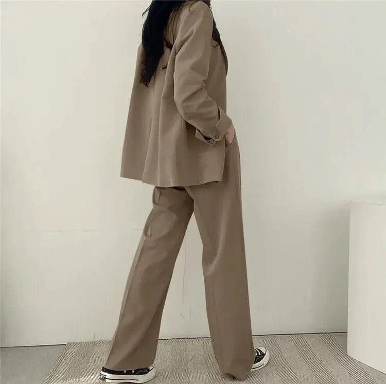 Women’s Suit Set with Tailored Blazer and Wide Leg Trousers