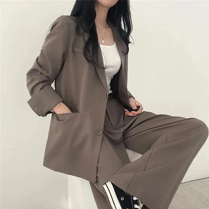 Women’s Suit Set with Tailored Blazer and Wide Leg Trousers
