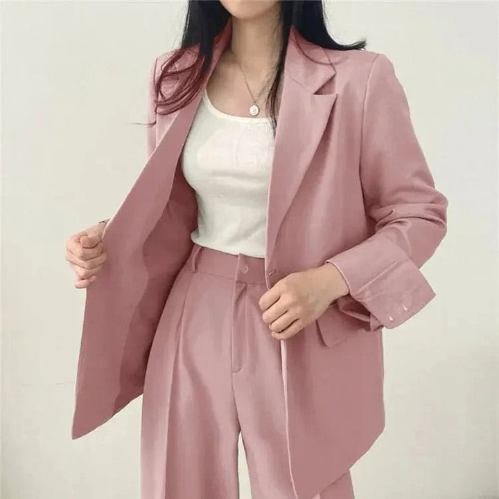 Women’s Suit Set with Tailored Blazer and Wide Leg Trousers
