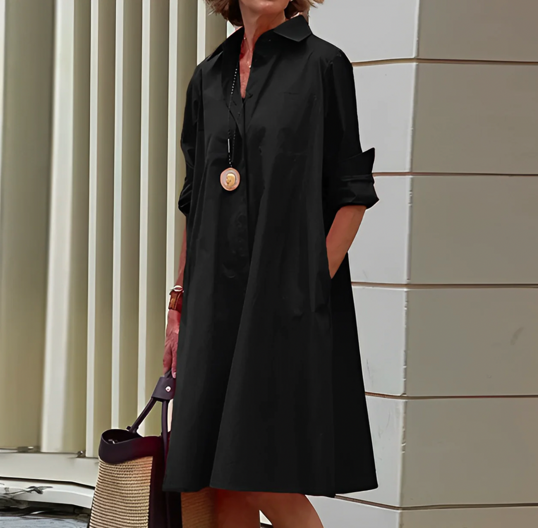 Women's Button-Down A-Line Midi Dress