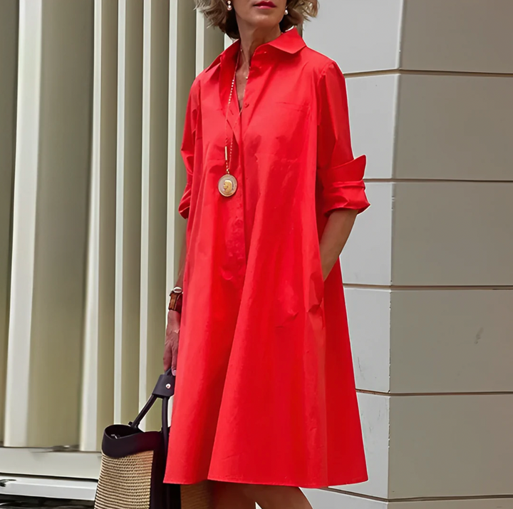 Women's Button-Down A-Line Midi Dress