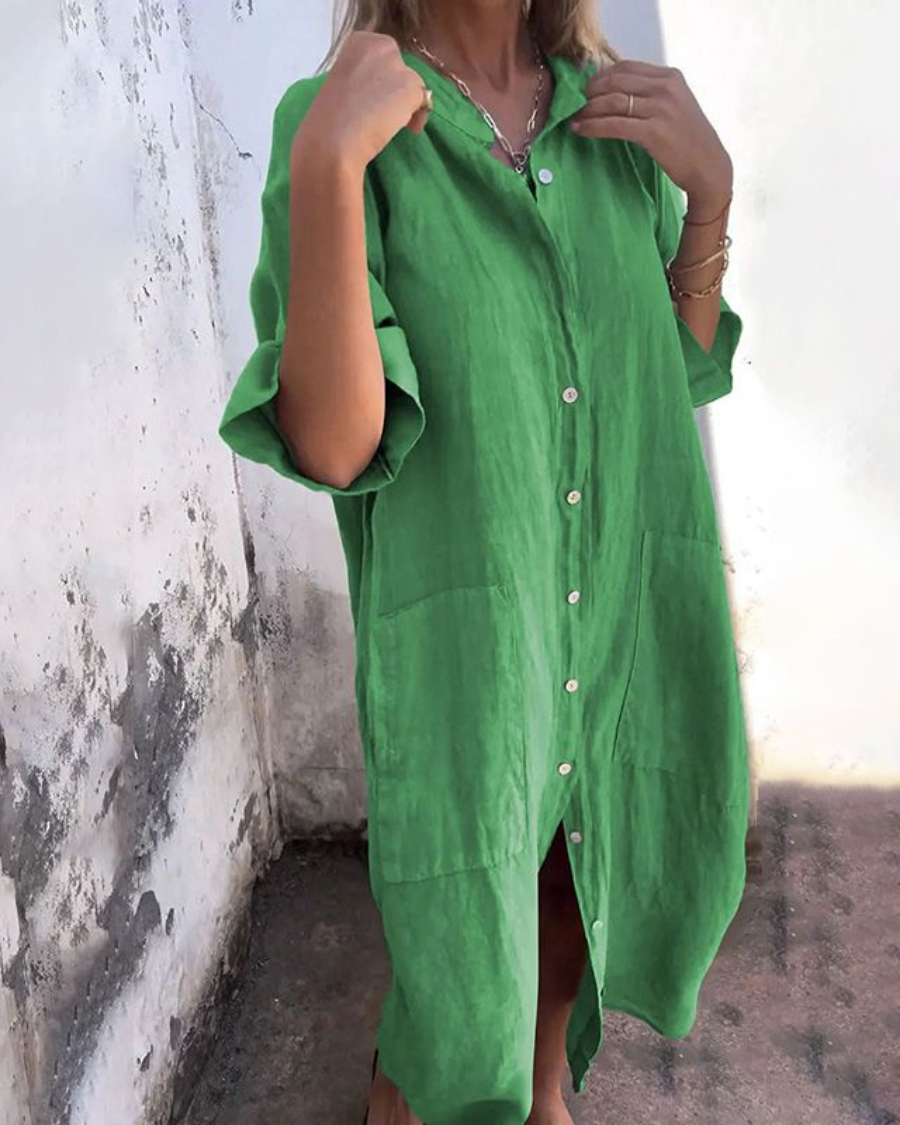 Women's Button-Down Shirt Midi Dress