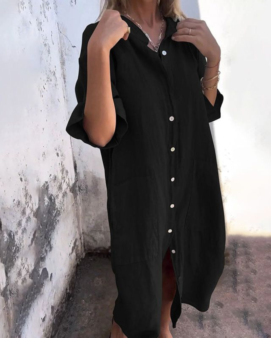 Women's Button-Down Shirt Midi Dress