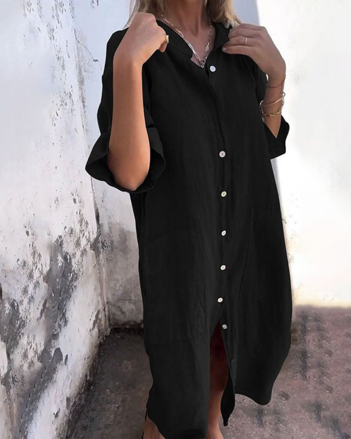 Women's Button-Down Shirt Midi Dress