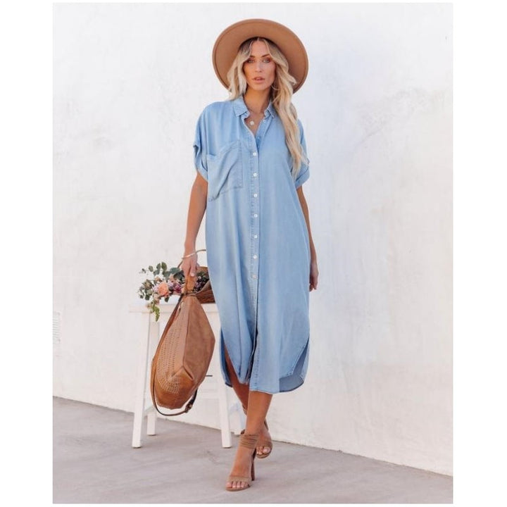 Women's Button-Down Shirt Midi Dress