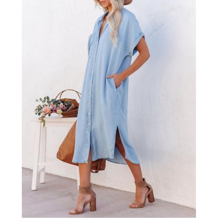 Women's Button-Down Shirt Midi Dress
