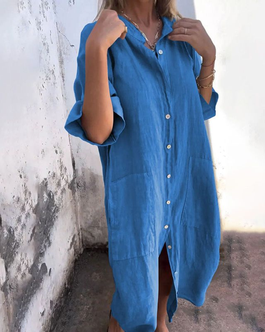 Women's Button-Down Shirt Midi Dress