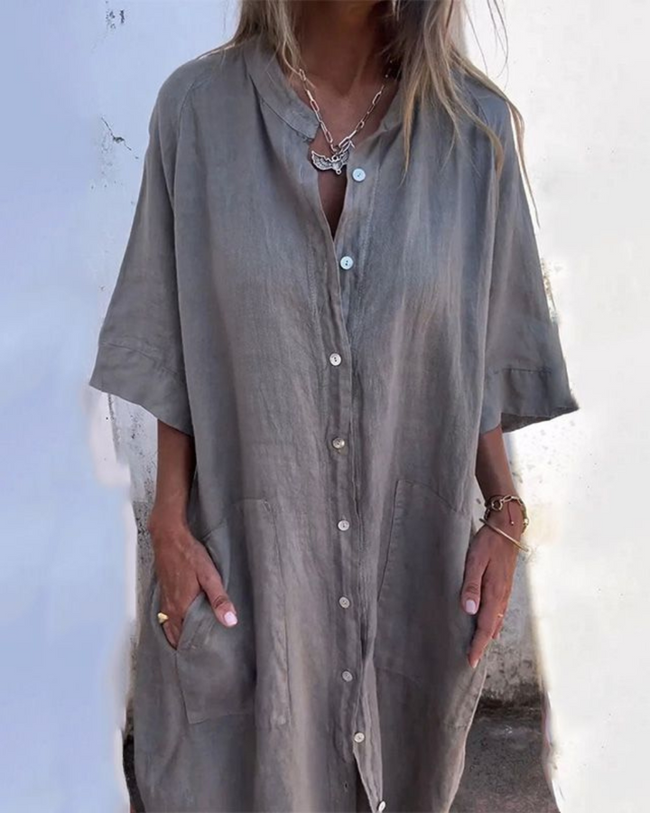 Women's Button-Down Shirt Midi Dress