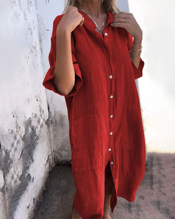 Women's Button-Down Shirt Midi Dress