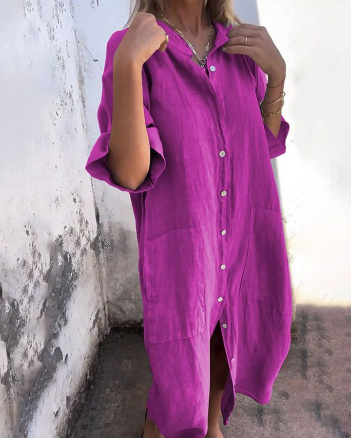 Women's Button-Down Shirt Midi Dress