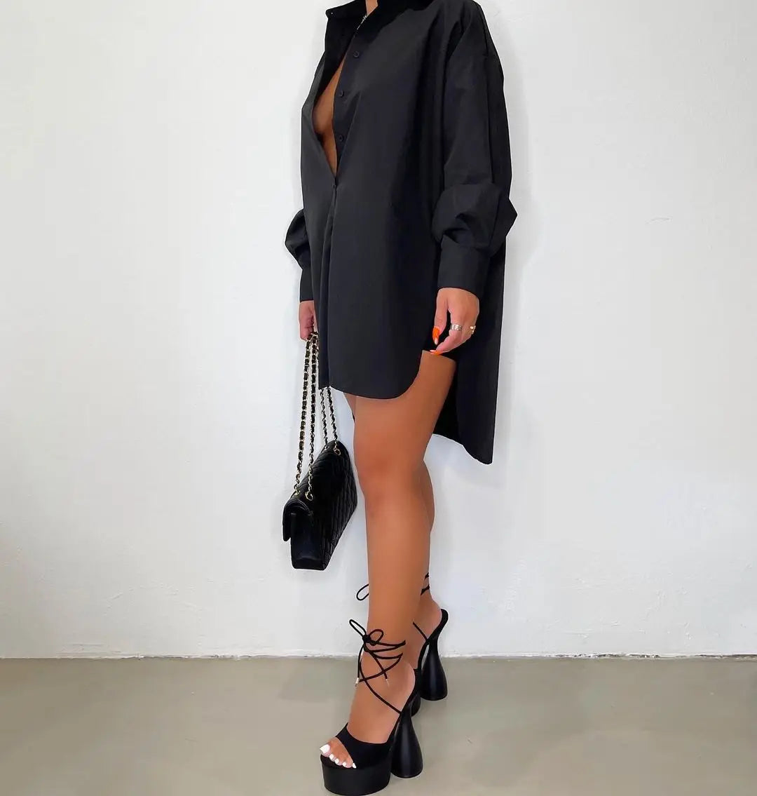 Women's Button-Down Shirt Mini Dress