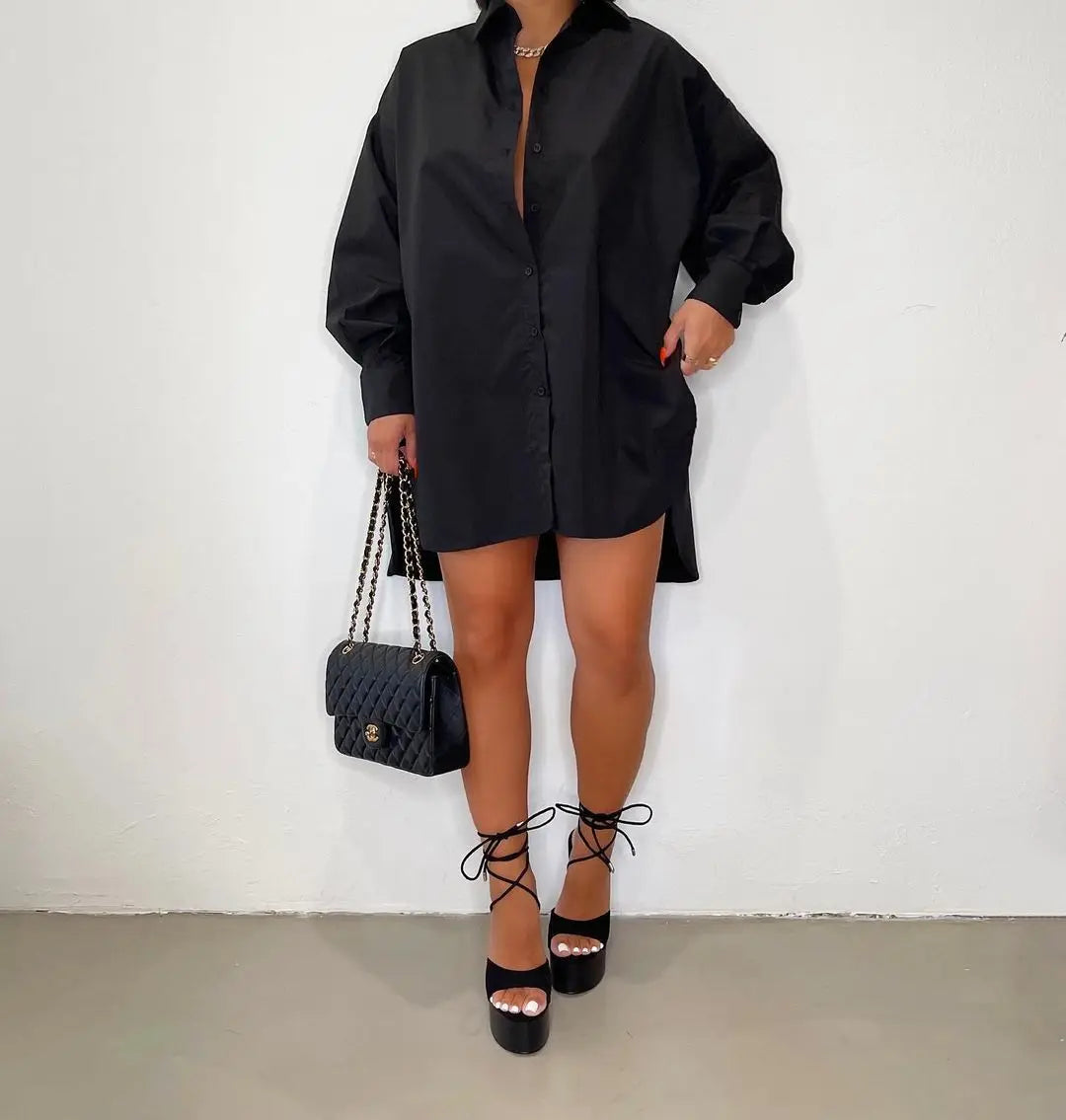Women's Button-Down Shirt Mini Dress
