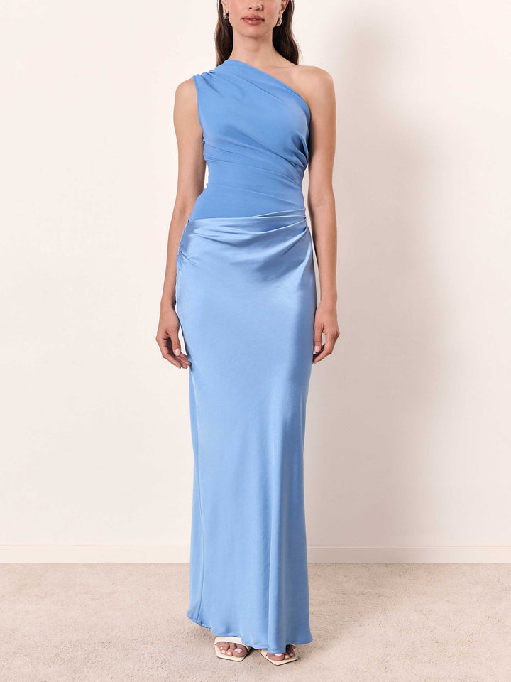 Women's Fitted One Shoulder Evening Maxi Dress