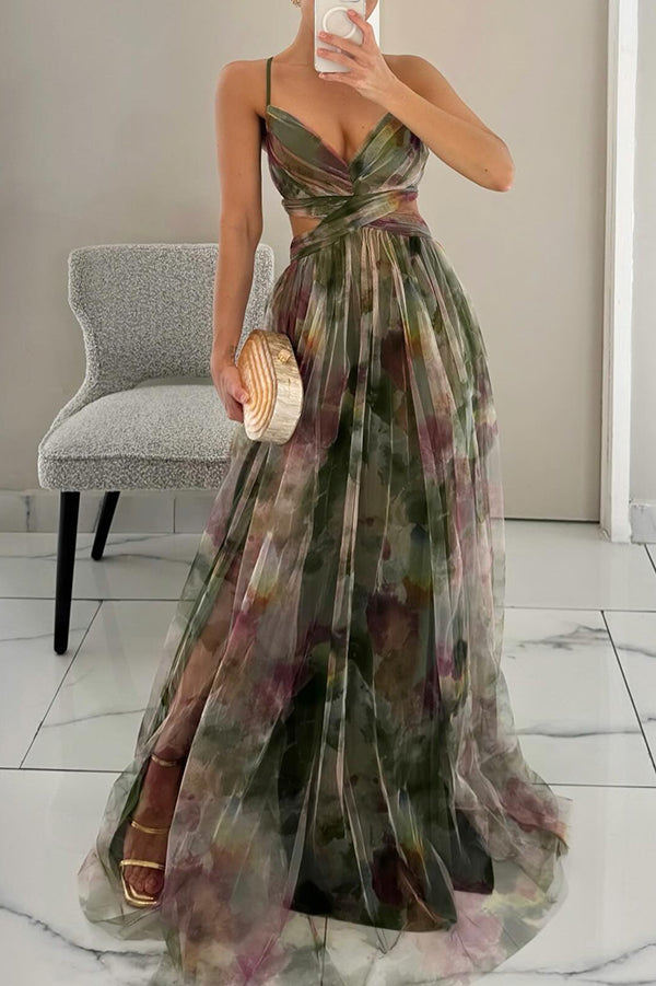 Women's Floral A-Line Maxi Dress