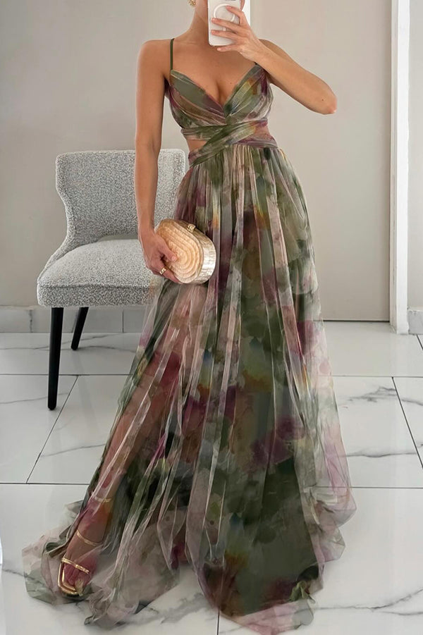 Women's Floral A-Line Maxi Dress