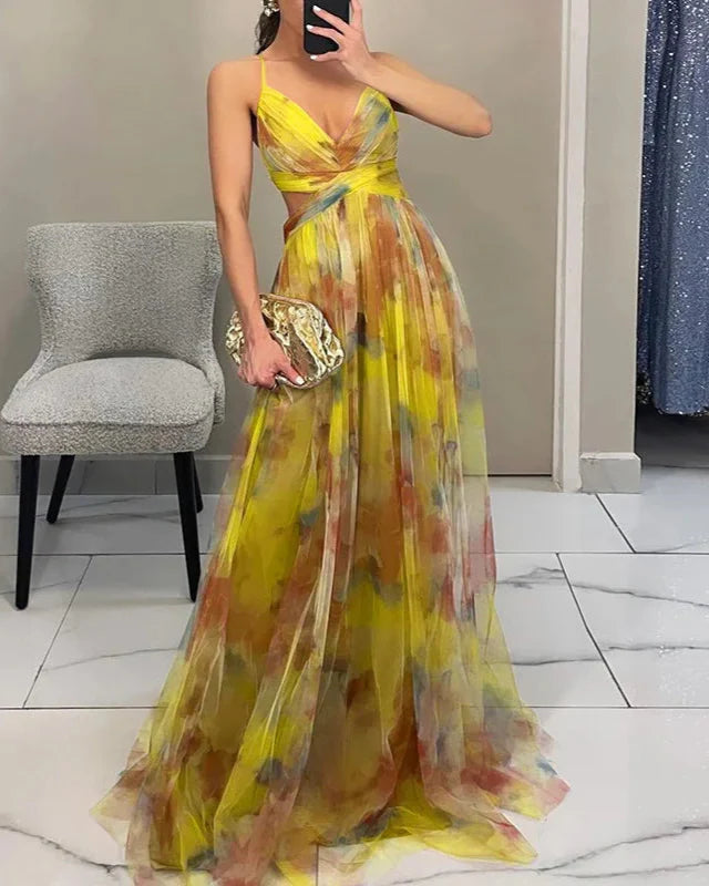 Women's Floral A-Line Maxi Dress
