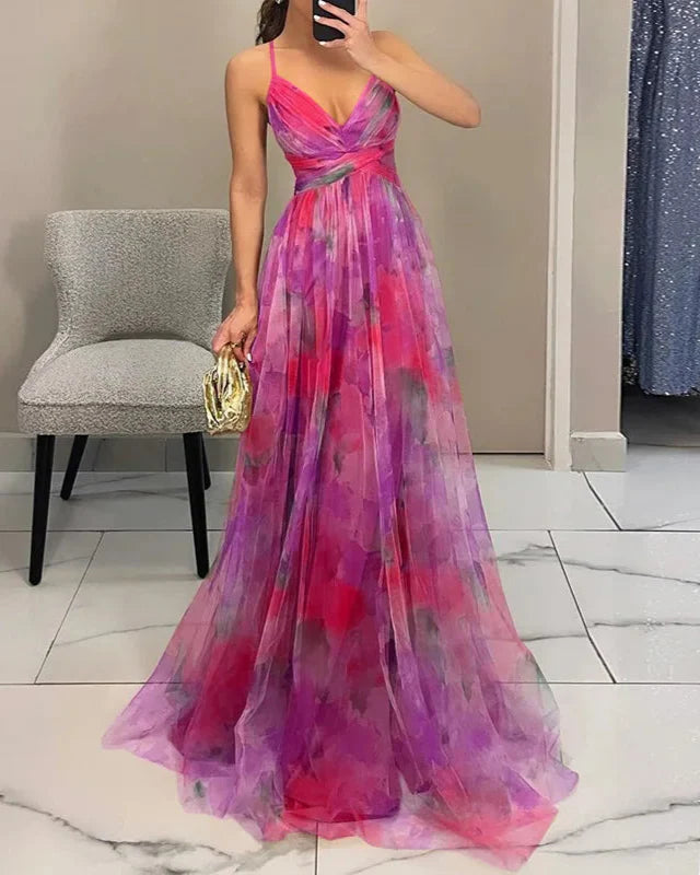 Women's Floral A-Line Maxi Dress